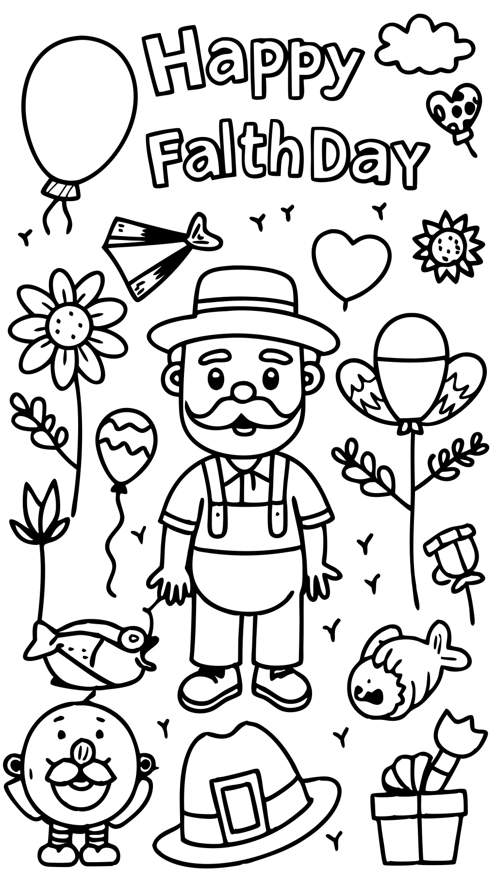 coloriage grand-père de la fête des pères heureux